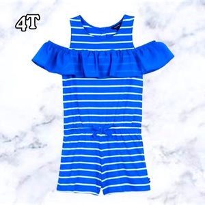 NWT Nautica Blue Stripe Ruffle Cold Shoulder Romper, 4T